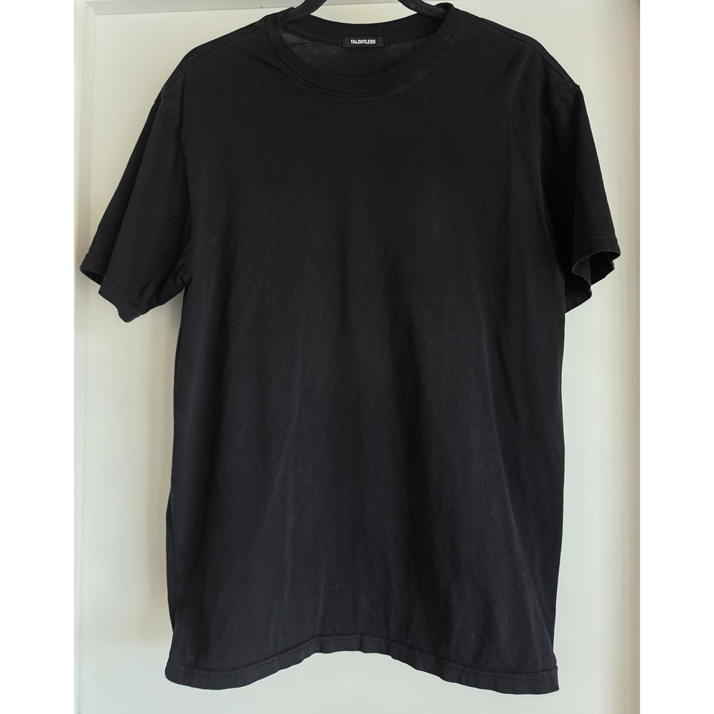 TALENTLESS T-Shirt M Black Solid Crew Neck Short Sleeve Streetwear Tee Top